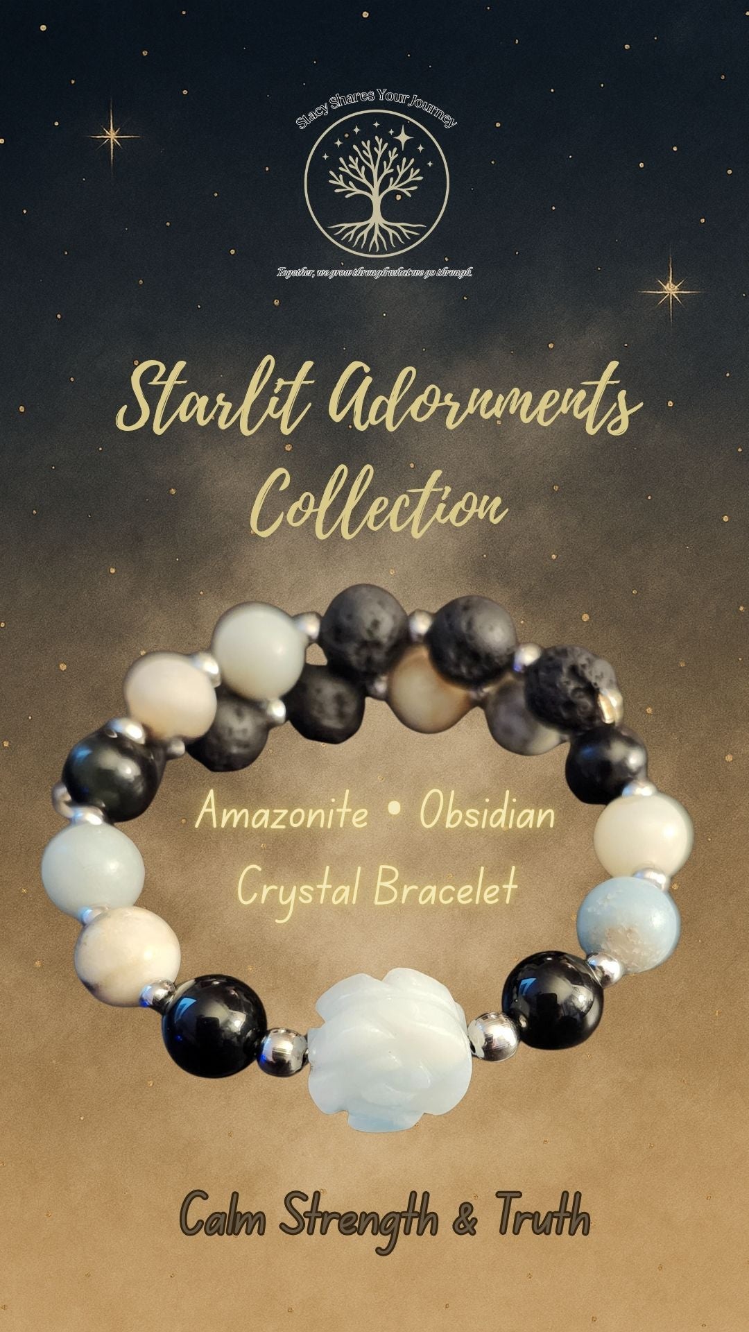 Amazonite • Obsidian Crystal Bracelet