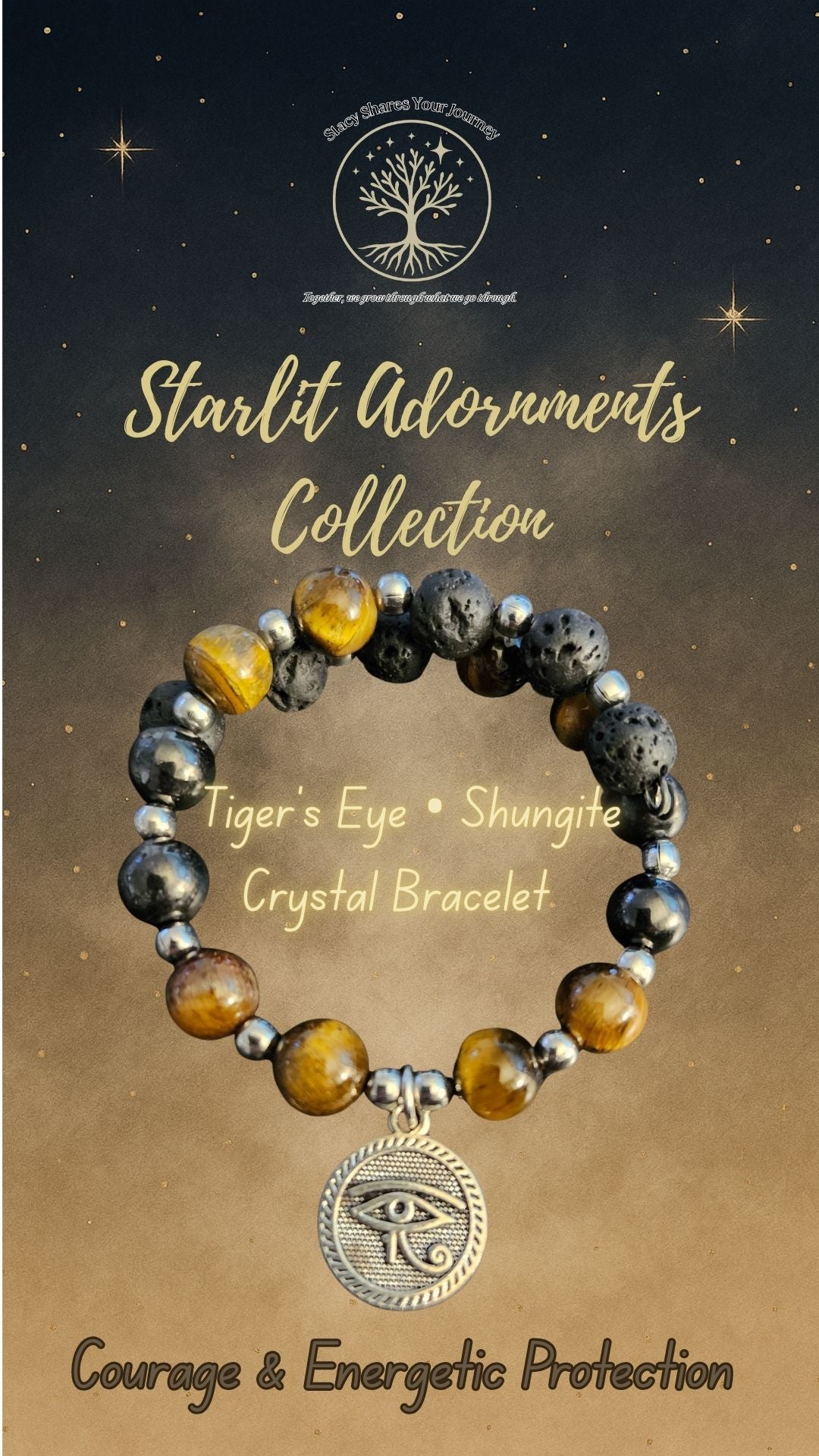 Tiger’s Eye • Shungite Crystal Bracelet/ Courage & Energetic Protection