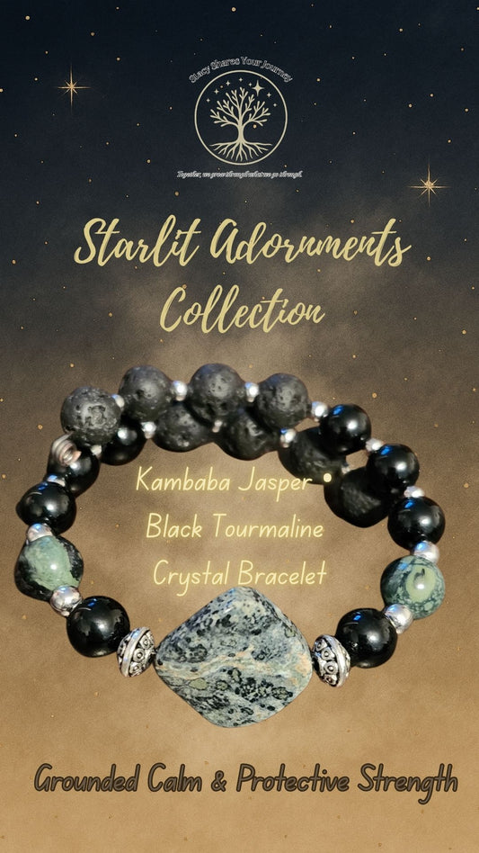 Kambaba Jasper • Black Tourmaline Crystal Bracelet | Grounded Calm & Protective Strength