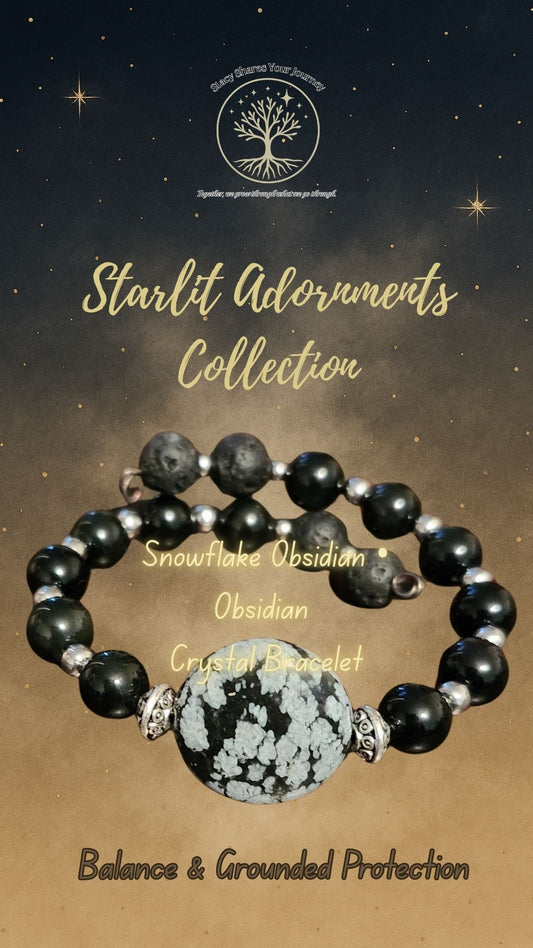 Snowflake Obsidian • Obsidian Crystal Bracelet | Balance & Grounded Protection