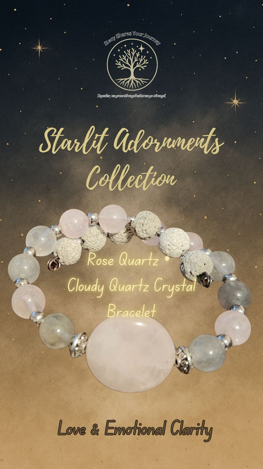 Rose Quartz • Cloudy Quartz Crystal Bracelet | Love & Emotional Clarity