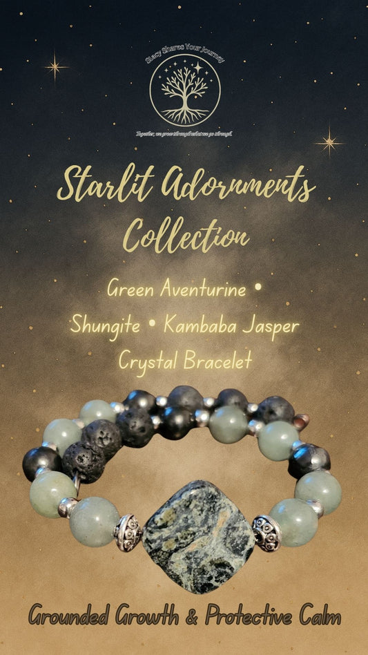 Green Aventurine • Shungite • Kambaba Jasper Crystal Bracelet | Grounded Growth & Protective Calm