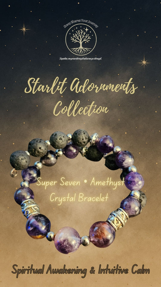 Super Seven • Amethyst Crystal Bracelet | Spiritual Awakening & Intuitive Calm