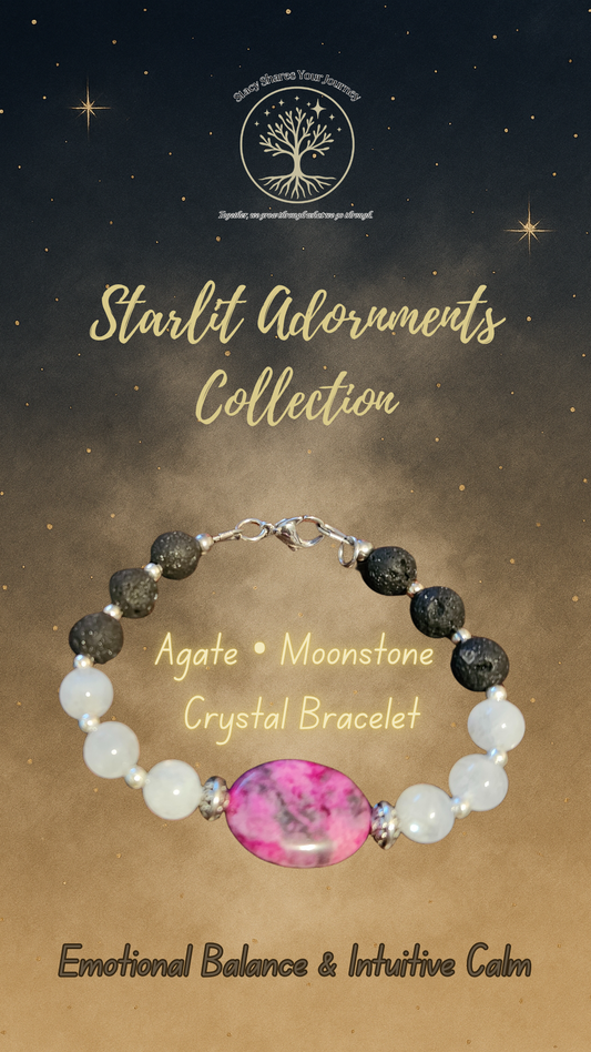 Agate • Moonstone Crystal Bracelet | Emotional Balance & Intuitive Calm