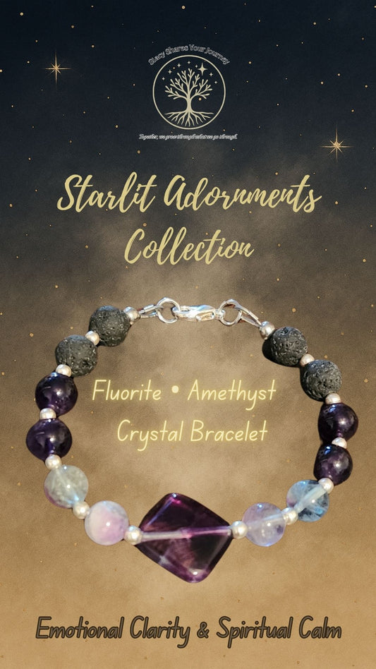 Fluorite • Amethyst Crystal Bracelet | Emotional Clarity & Spiritual Calm