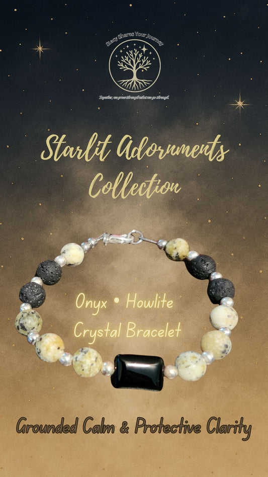 Onyx • Howlite Crystal Bracelet | Grounded Calm & Protective Clarity