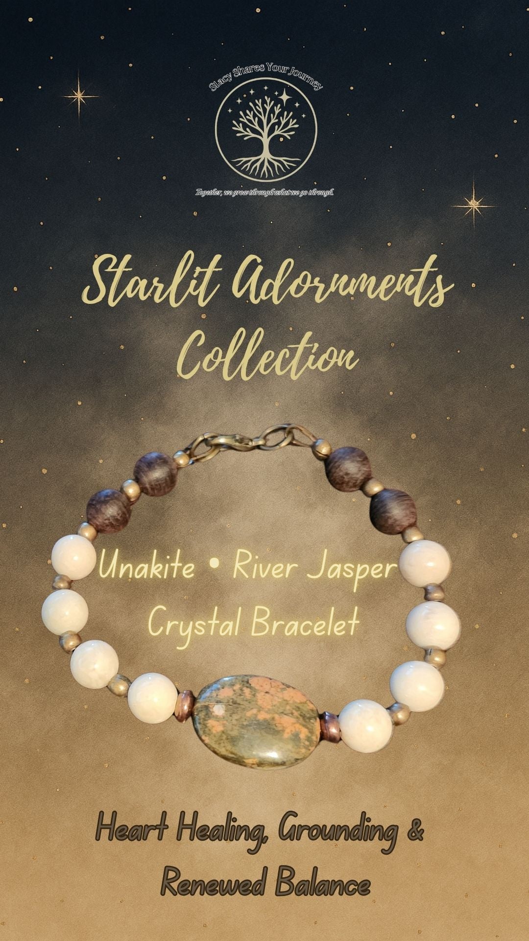 Unakite • River Jasper Bracelet with Sandalwood | Heart Healing, Grounding & Renewed Balance