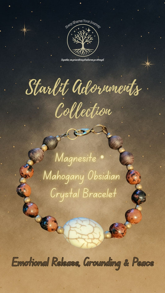 Magnesite • Mahogany Obsidian Bracelet with Sandalwood | Emotional Release, Grounding & Peace